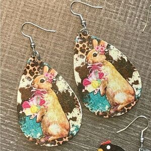 Moda Bunny Floral Teardrop Earrings